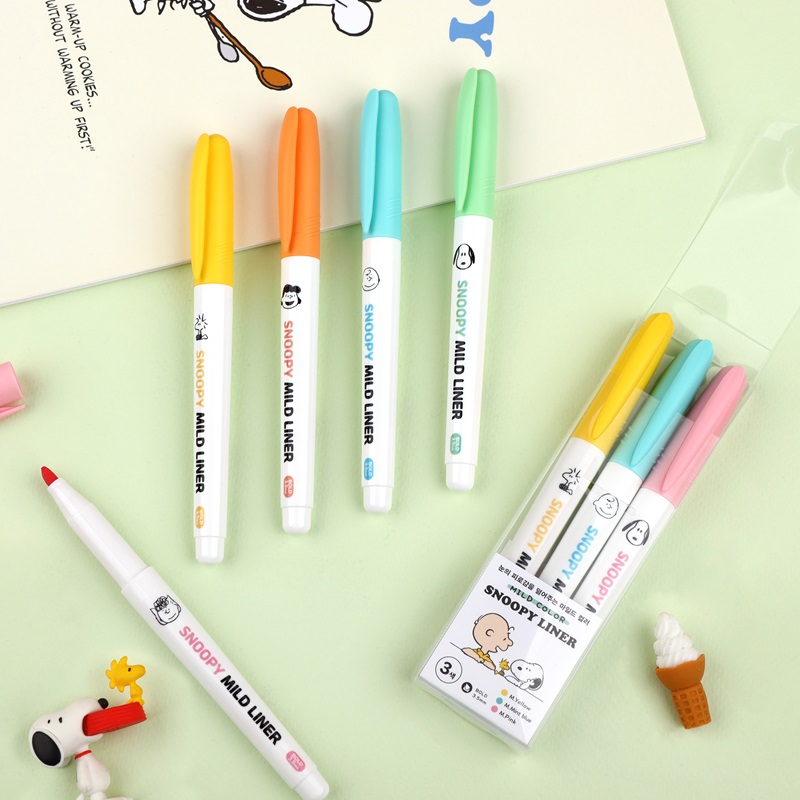 Peanuts Mild Highlighter 3 Pen Set - Gallery Image